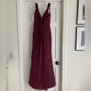Burgundy David’s bridal bridesmaid dress